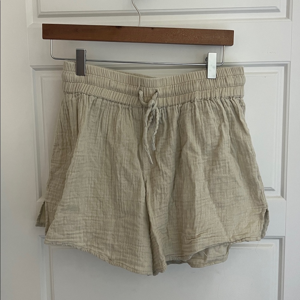 ASOS Beige Drawstring Linen Shorts